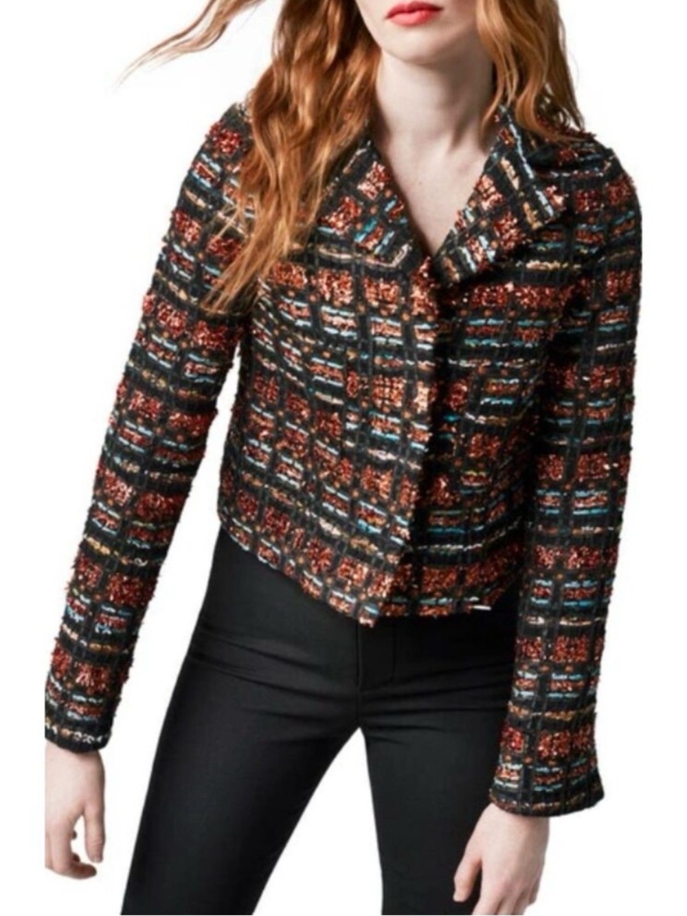 Smythe Boxy Metallic Copper Tweed Blazer Jacket Size 6